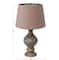 Hello Honey® 24" Natural Carved Wood Table Lamp with Cotton Shade